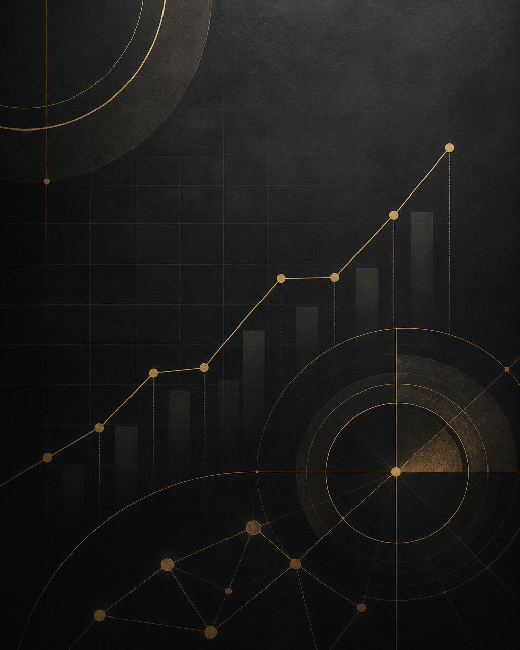 Visual abstracto de análisis, indicadores y crecimiento empresarial